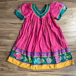 Saybury Vintage Nightgown House Dress Mumu Fish Women's Size M Cotton Pockets